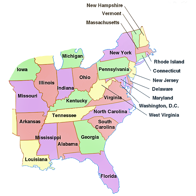 U.S. Manufacturers of Commercial Mirrors - Shipping Coverage Map